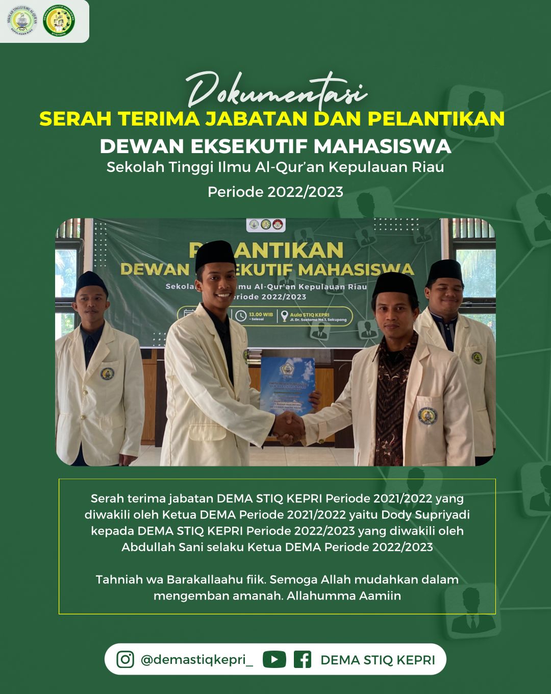 Serah terima jabatan DEMA Periode 2021/2022 kepada DEMA Periode 2022/2023