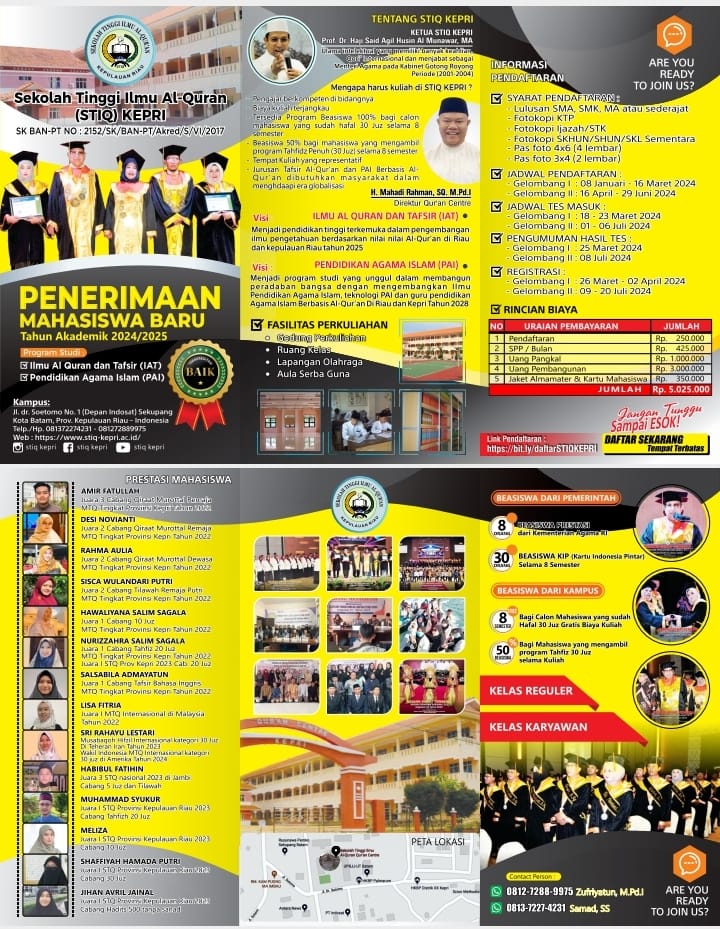 Informasi Pendaftaran Mahasiswa Baru 2024 di STIQ KEPRI