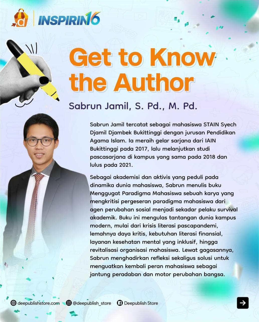 Telah hadir buku “Menggugat Paradigma Mahasiswa” karya Sabrun Jamil, M. Pd (Dosen STIQ Kepri)