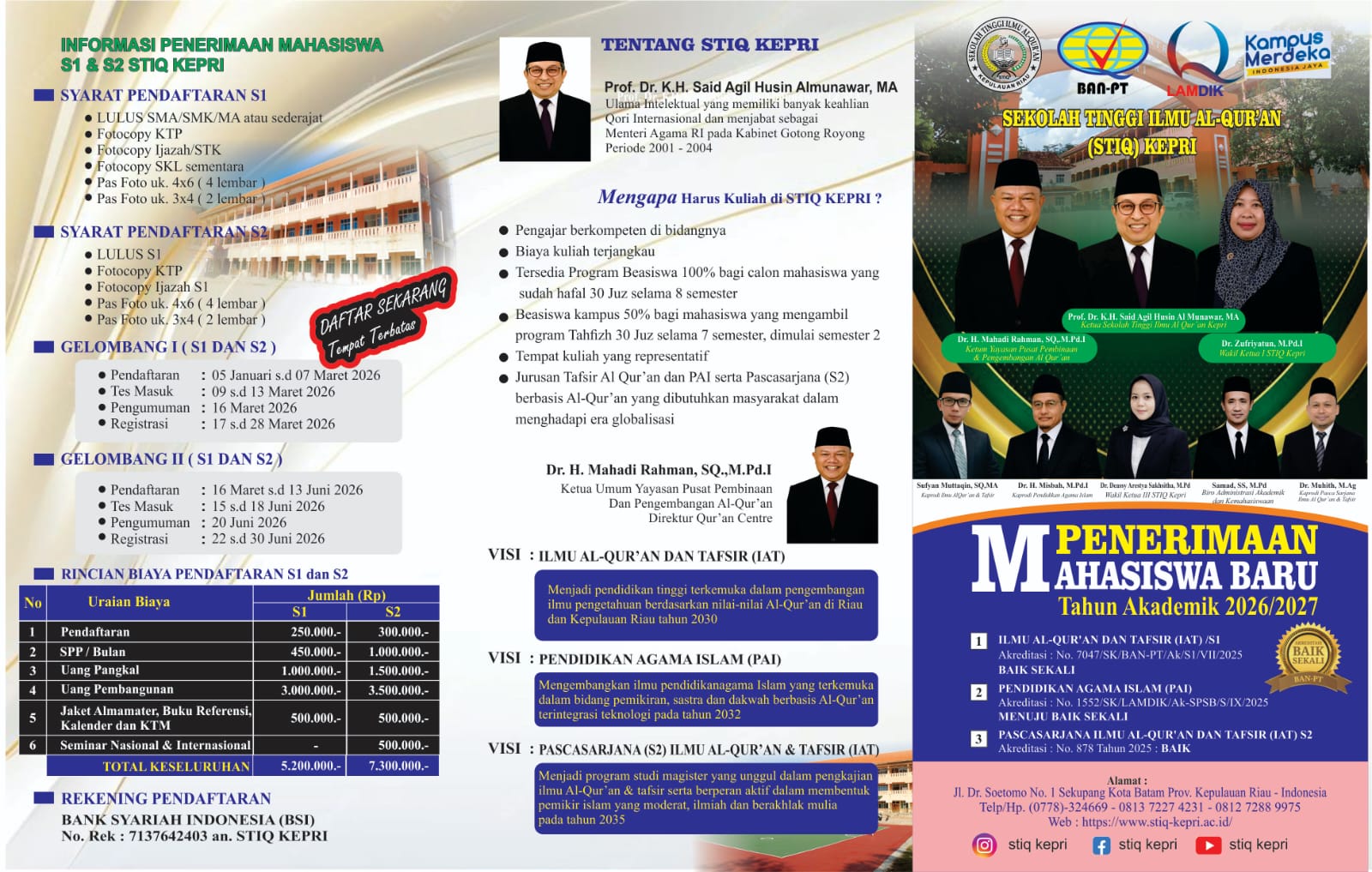 Pendaftaran Mahasiswa Baru TA 2026 Program S1 IAT dan PAI serta S2 IAT