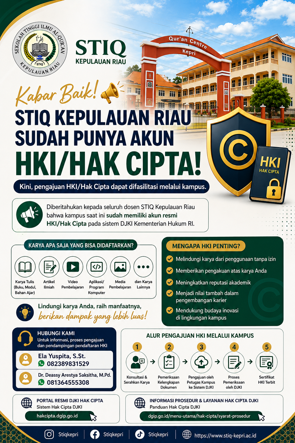 STIQ Kepulauan Riau kini sudah memiliki akun resmi HKI/Hak Cipta STIQ Kepulauan Riau kini sudah memiliki akun resmi HKI/Hak Cipta