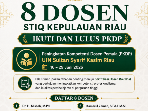 8 Dosen STIQ Kepri Ikuti dan Lulus PKDP di UIN Sultan Syarif Kasim Riau